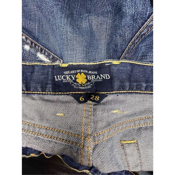 Lucky Brand High Rise Dark Wash Distressed Denim Riley Shorts - Picture 2 of 5